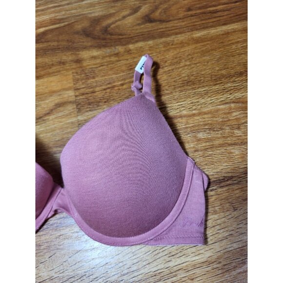 NWT Pink Victrias Secret Mauve Pink Push Up Tee Shirt Bra Size 32D - Picture 2 of 4